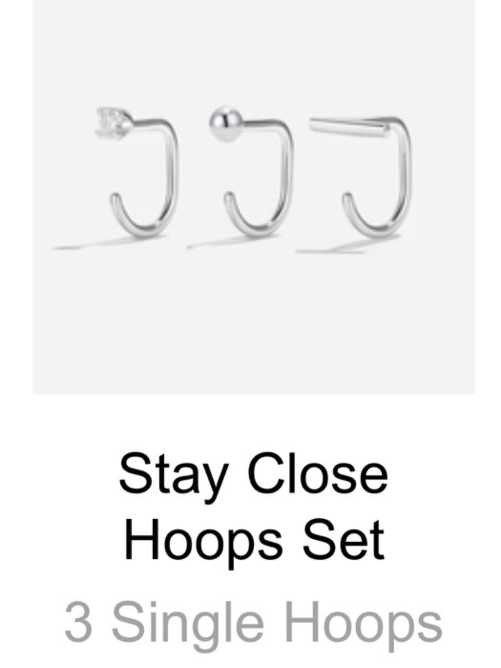 Ardant stay close hoops set (set of 3) silver NWT